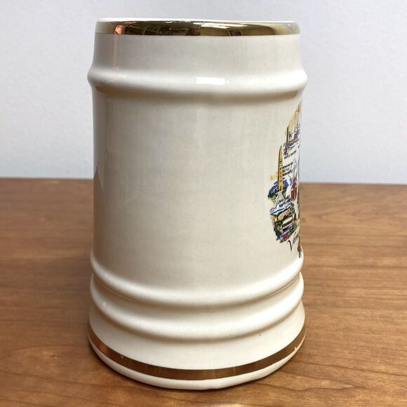Vermont Beer Stein Mug Cup Collectible Gold Trim 6” Tall - Picture 5 of 9